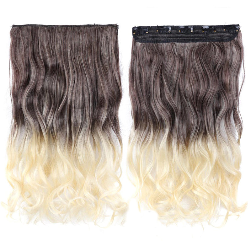 Women's Clip-In Ombre Hair Extensions 22 Inches Curly High-Temperature Fiber 13