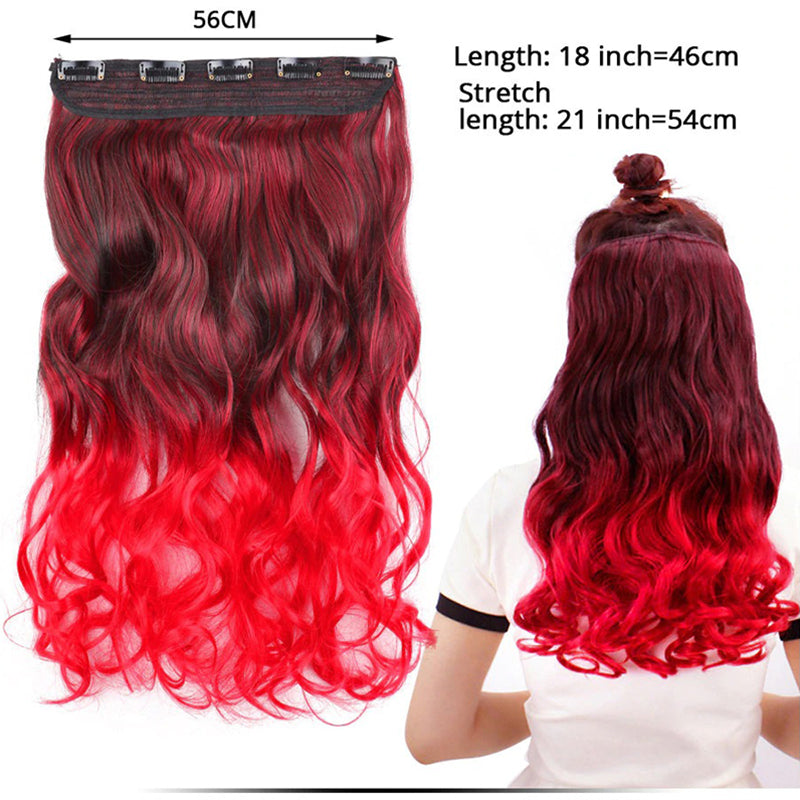 Women's Clip-In Ombre Hair Extensions 22 Inches Curly High-Temperature Fiber 2
