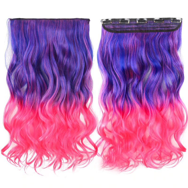 Women's Clip-In Ombre Hair Extensions 22 Inches Curly High-Temperature Fiber 20