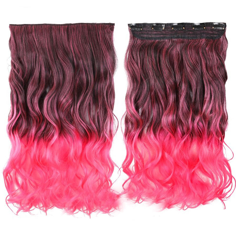 Women's Clip-In Ombre Hair Extensions 22 Inches Curly High-Temperature Fiber 29