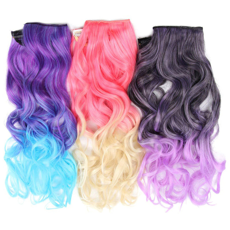 Women's Clip-In Ombre Hair Extensions 22 Inches Curly High-Temperature Fiber 3