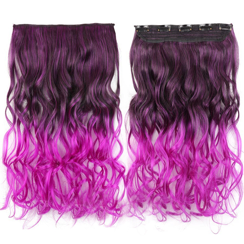 Women's Clip-In Ombre Hair Extensions 22 Inches Curly High-Temperature Fiber 30
