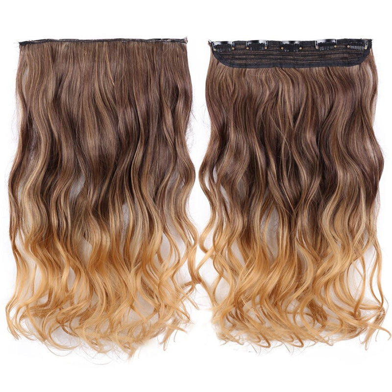 Women's Clip-In Ombre Hair Extensions 22 Inches Curly High-Temperature Fiber 8