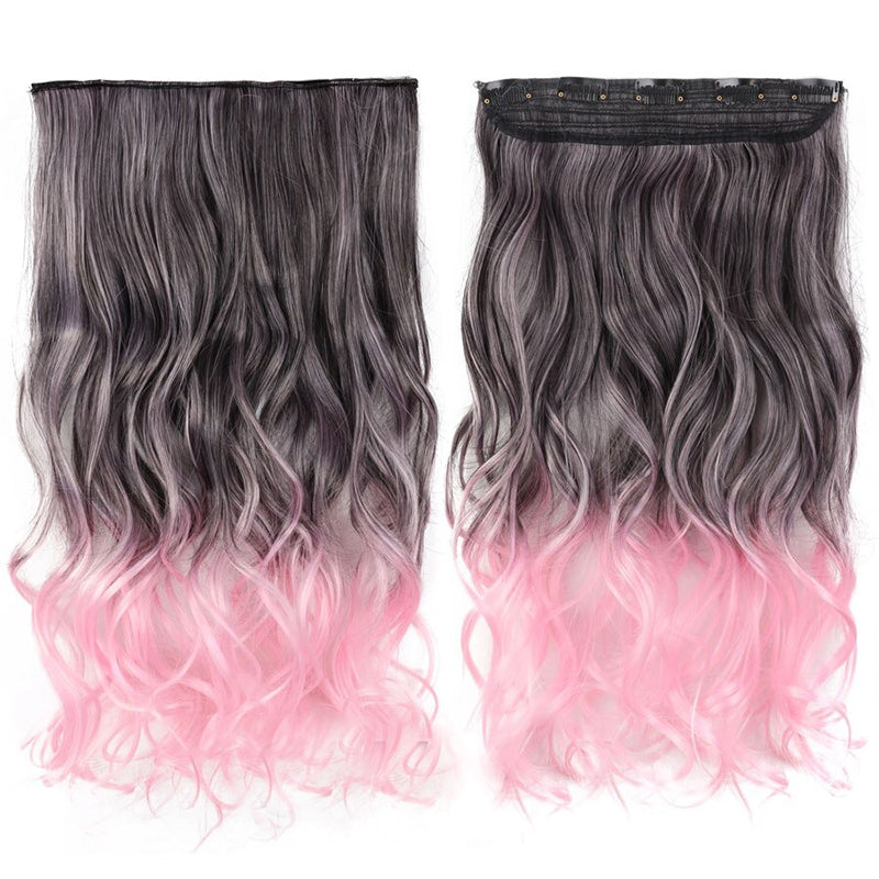 Women's Clip-In Ombre Hair Extensions 22 Inches Curly High-Temperature Fiber 9