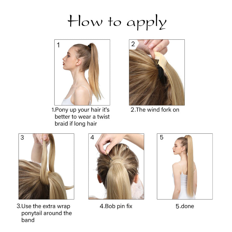 Women's Clip-In Ponytail Extension Brown High-Temperature Fiber 4