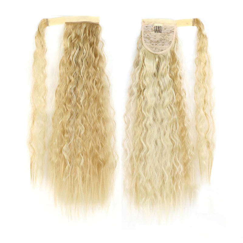 Women's Clip-In Ponytail Hair Extension Brown Synthetic Long Corn Waves 14