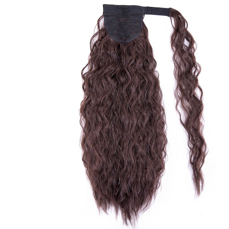 Women's Clip-In Ponytail Hair Extension Brown Synthetic Long Corn Waves 18