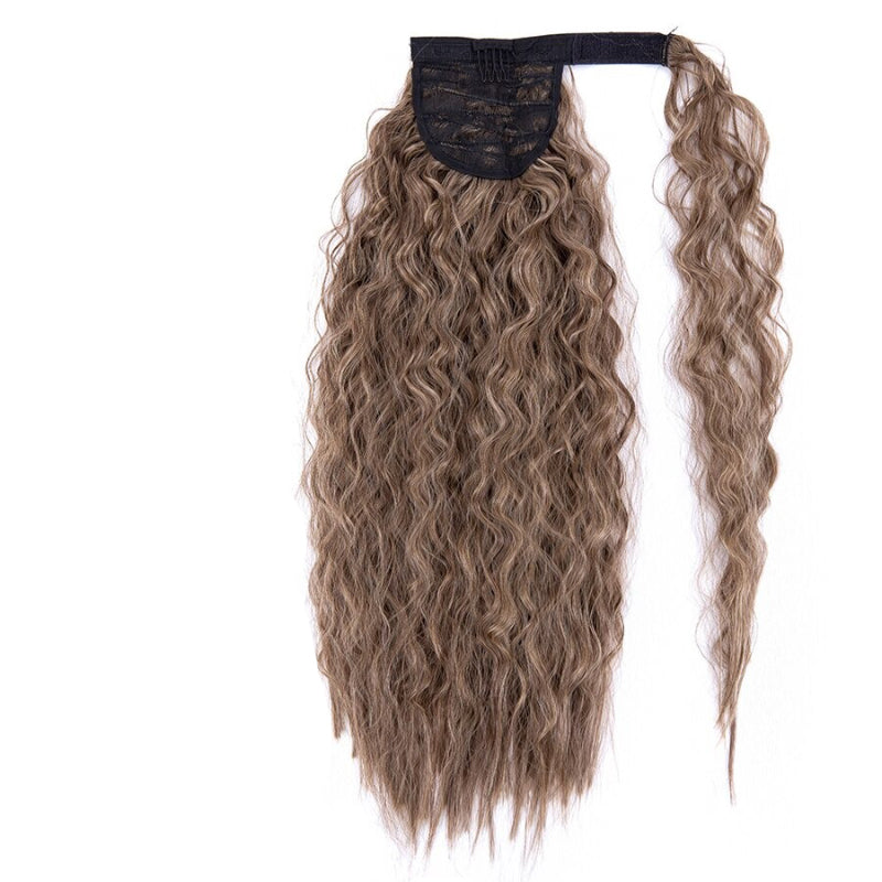 Women's Clip-In Ponytail Hair Extension Brown Synthetic Long Corn Waves 19