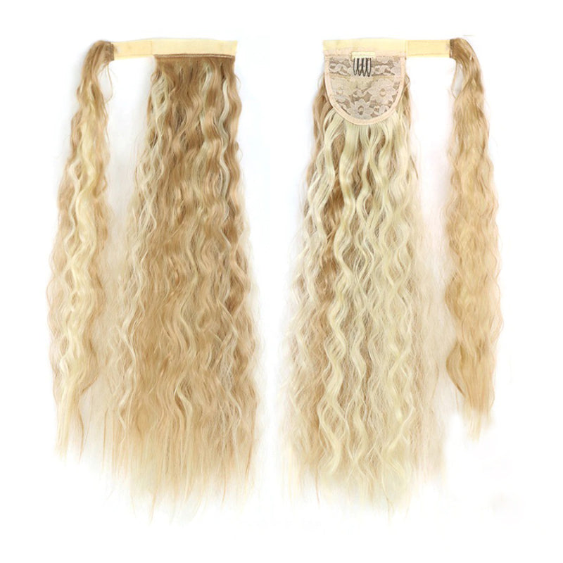 Women's Clip-In Ponytail Hair Extension Brown Synthetic Long Corn Waves 20