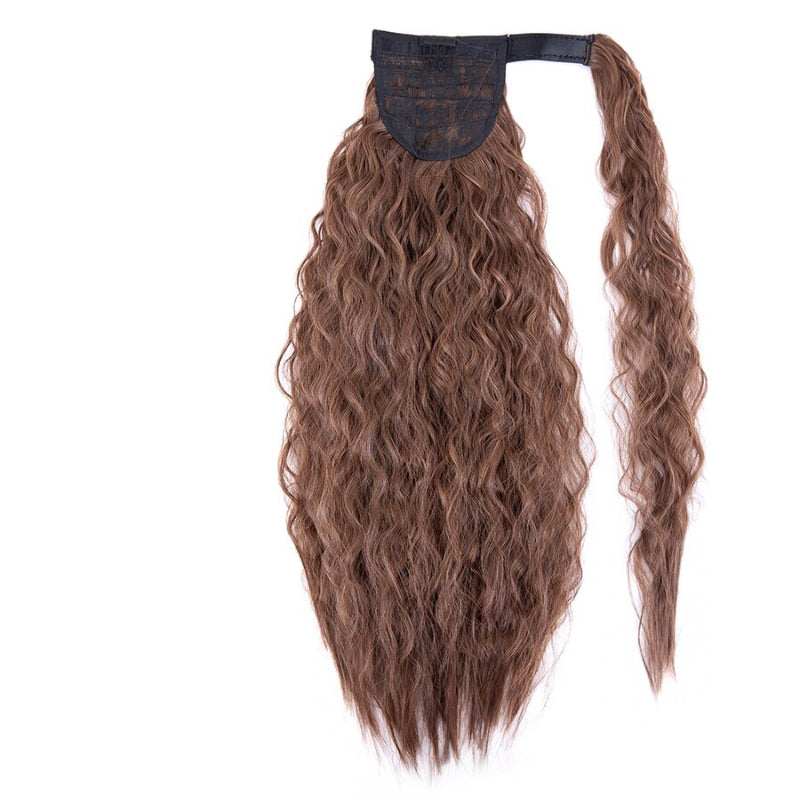 Women's Clip-In Ponytail Hair Extension Brown Synthetic Long Corn Waves 22