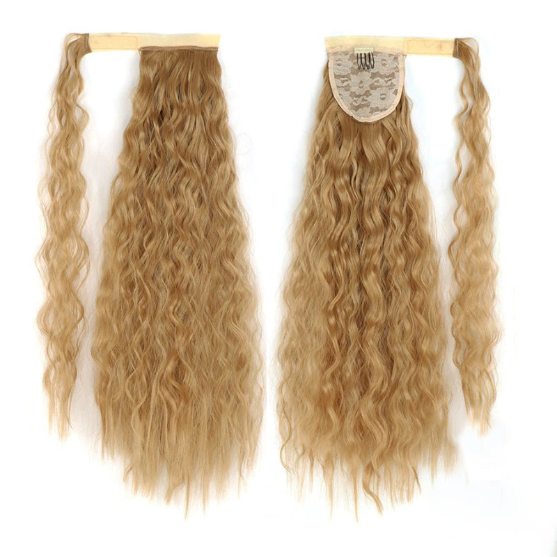 Women's Clip-In Ponytail Hair Extension Brown Synthetic Long Corn Waves 33