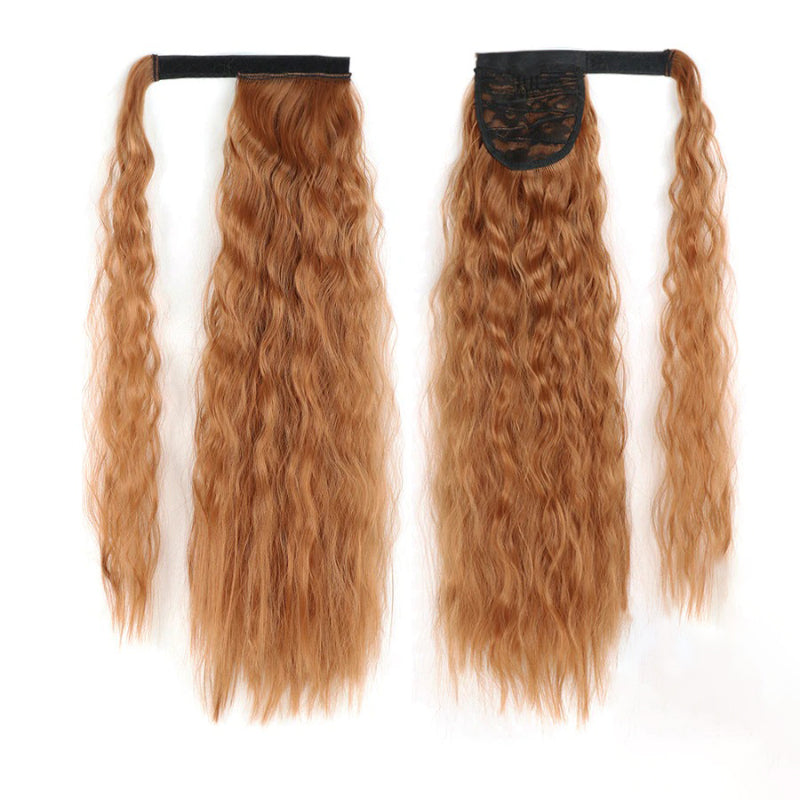 Women's Clip-In Ponytail Hair Extension Brown Synthetic Long Corn Waves 37
