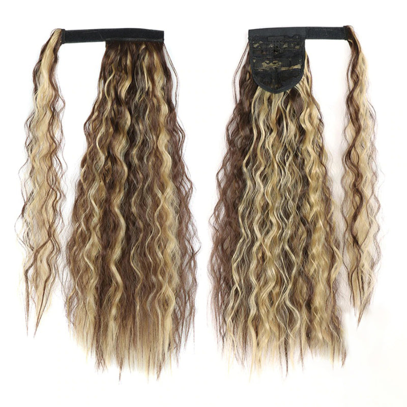 Women's Clip-In Ponytail Hair Extension Brown Synthetic Long Corn Waves 39