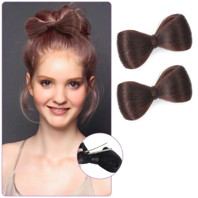 Women's Clip-in Hair Extensions Pink High-Temperature Fiber with Bow Detail 0