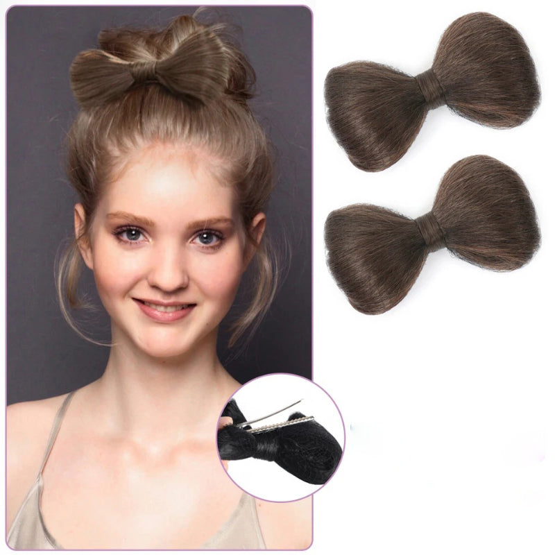 Women's Clip-in Hair Extensions Pink High-Temperature Fiber with Bow Detail 4