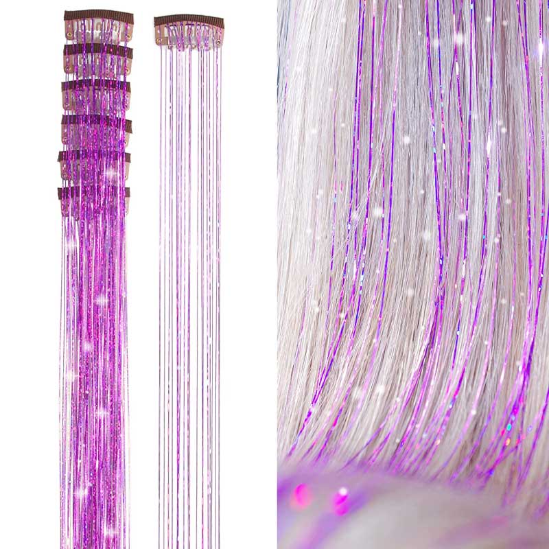 Women's Clip-on Hair Extension Glitter 24in High-Temperature Fiber 13