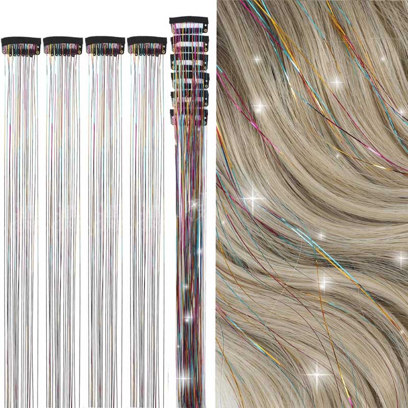 Women's Clip-on Hair Extension Glitter 24in High-Temperature Fiber 4