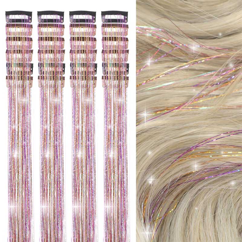 Women's Clip-on Hair Extension Glitter 24in High-Temperature Fiber 6