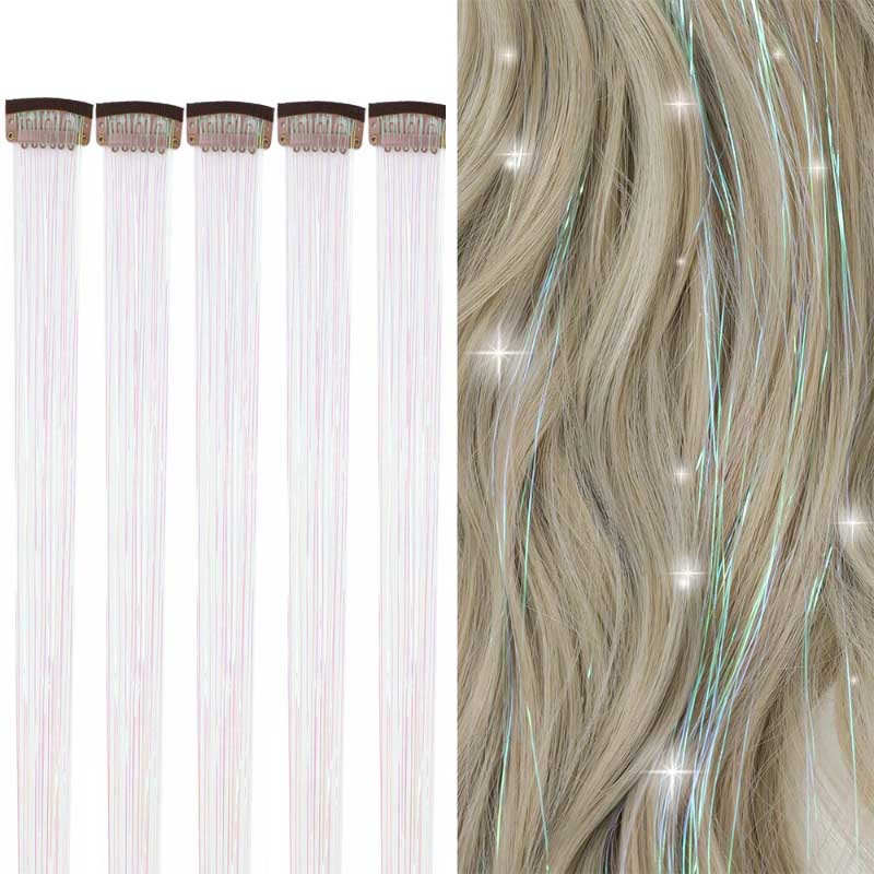 Women's Clip-on Hair Extension Glitter 24in High-Temperature Fiber 7