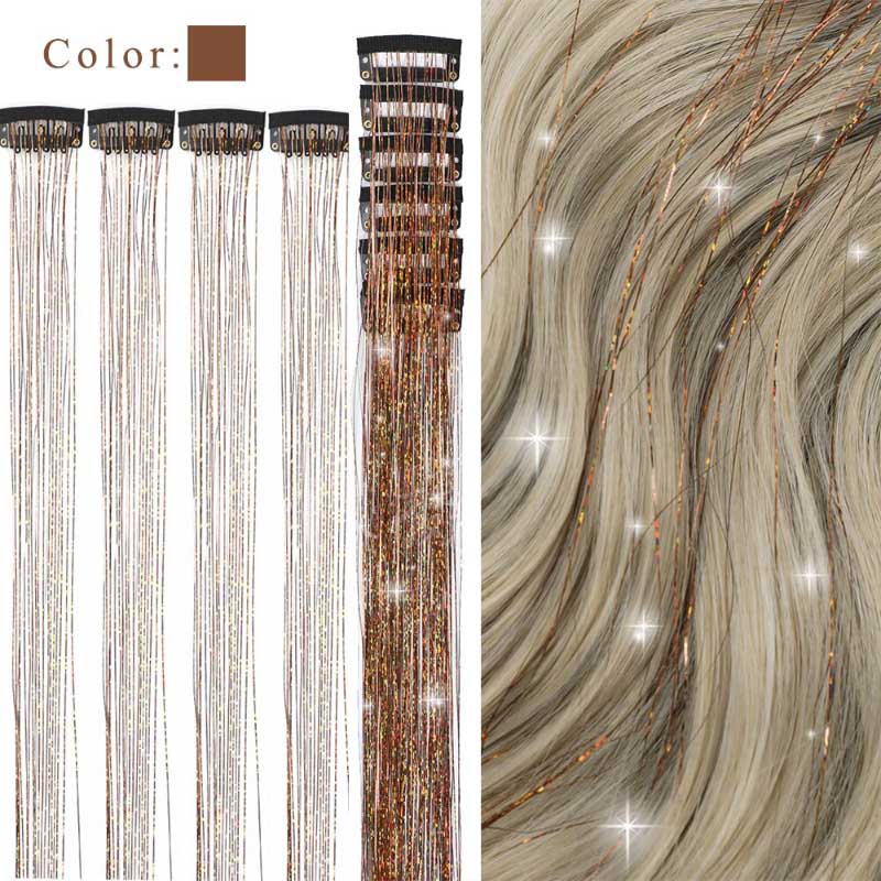 Women's Clip-on Hair Extension Glitter 24in High-Temperature Fiber 8