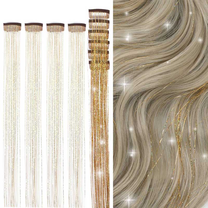 Women's Clip-on Hair Extension Glitter 24in High-Temperature Fiber 9