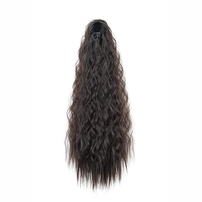 Women's Clip In Ponytail Extension 22 Inch Kinky Wave Synthetic Fiber 10
