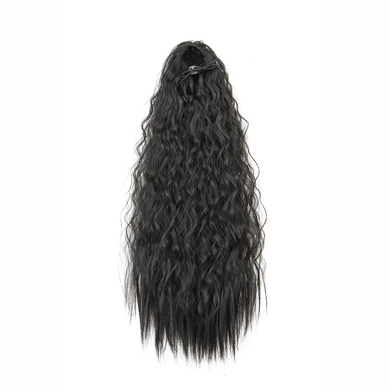 Women's Clip In Ponytail Extension 22 Inch Kinky Wave Synthetic Fiber 11