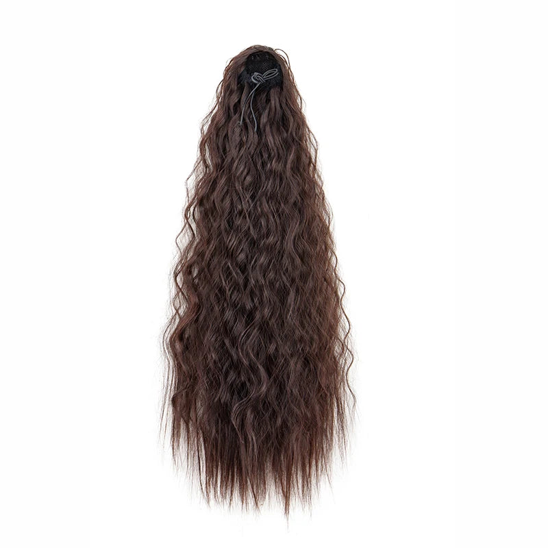 Women's Clip In Ponytail Extension 22 Inch Kinky Wave Synthetic Fiber 12