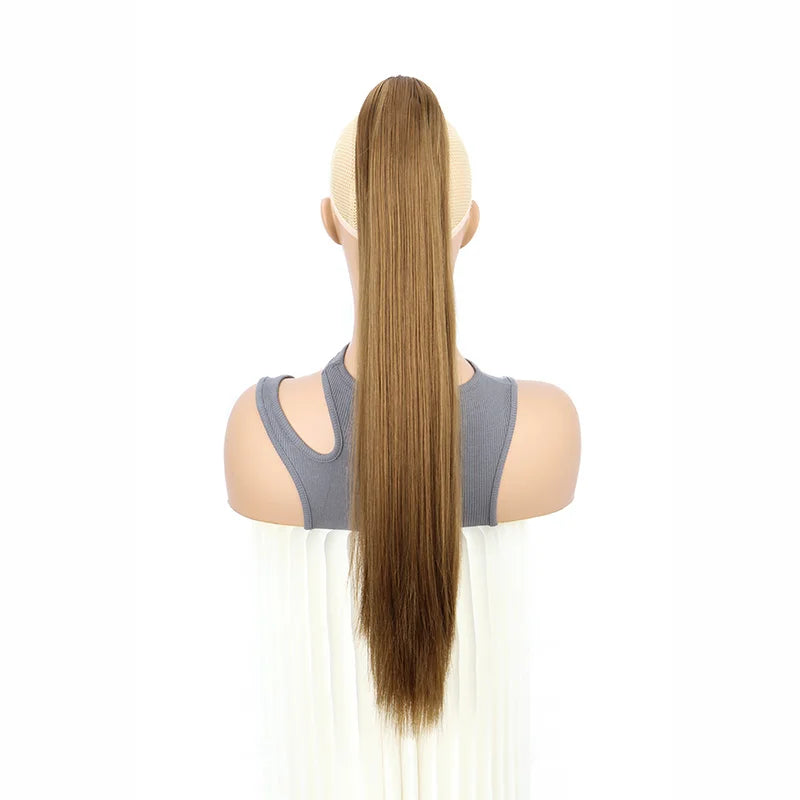 Women's Clip In Ponytail Extension 24 Inch Synthetic Heat Resistant Blonde Black 13