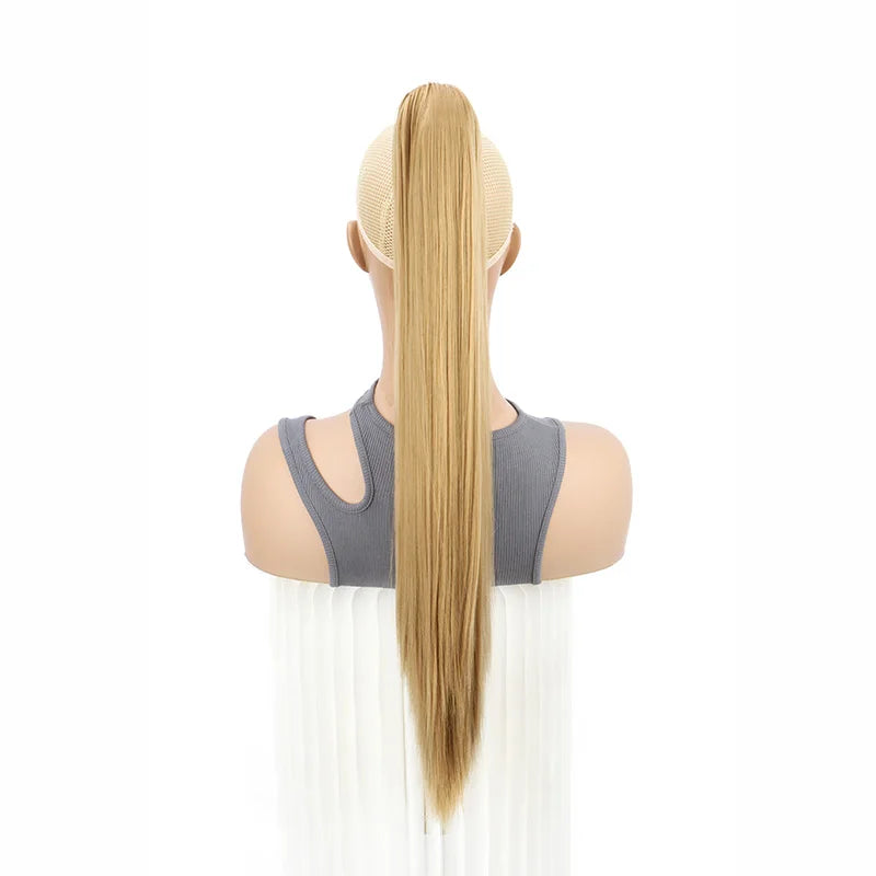 Women's Clip In Ponytail Extension 24 Inch Synthetic Heat Resistant Blonde Black 14