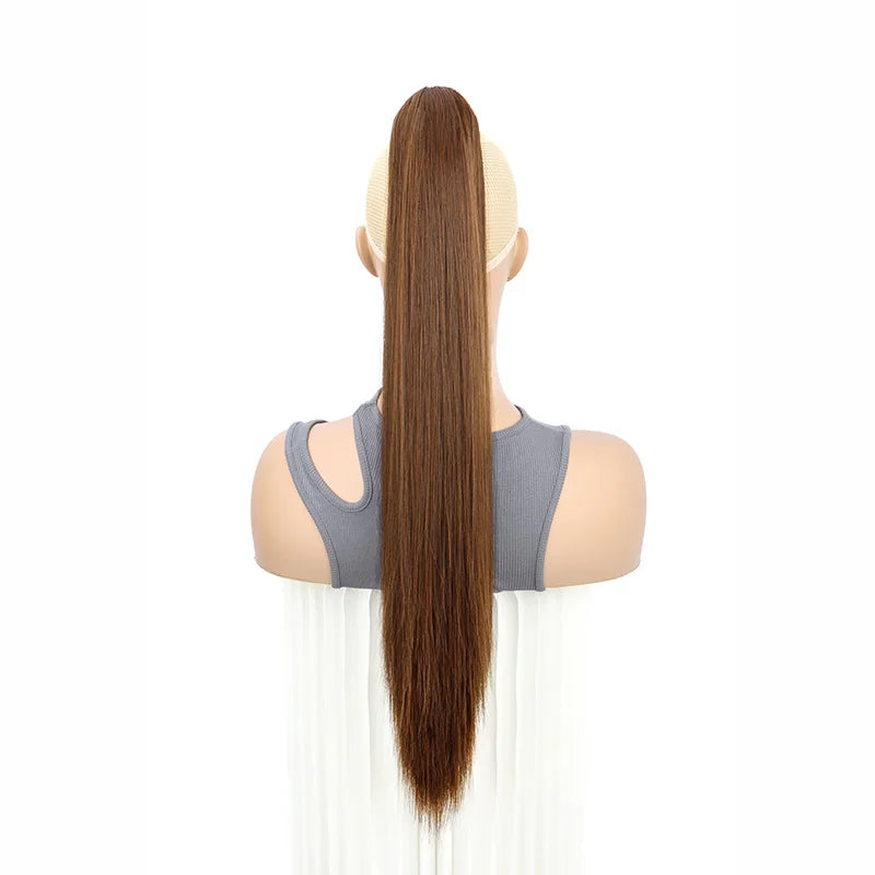 Women's Clip In Ponytail Extension 24 Inch Synthetic Heat Resistant Blonde Black 17