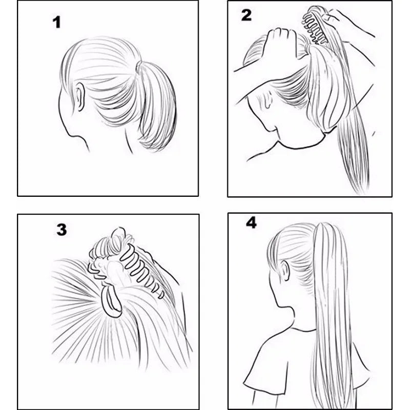 Women's Clip In Ponytail Extension 24 Inch Synthetic Heat Resistant Blonde Black 4