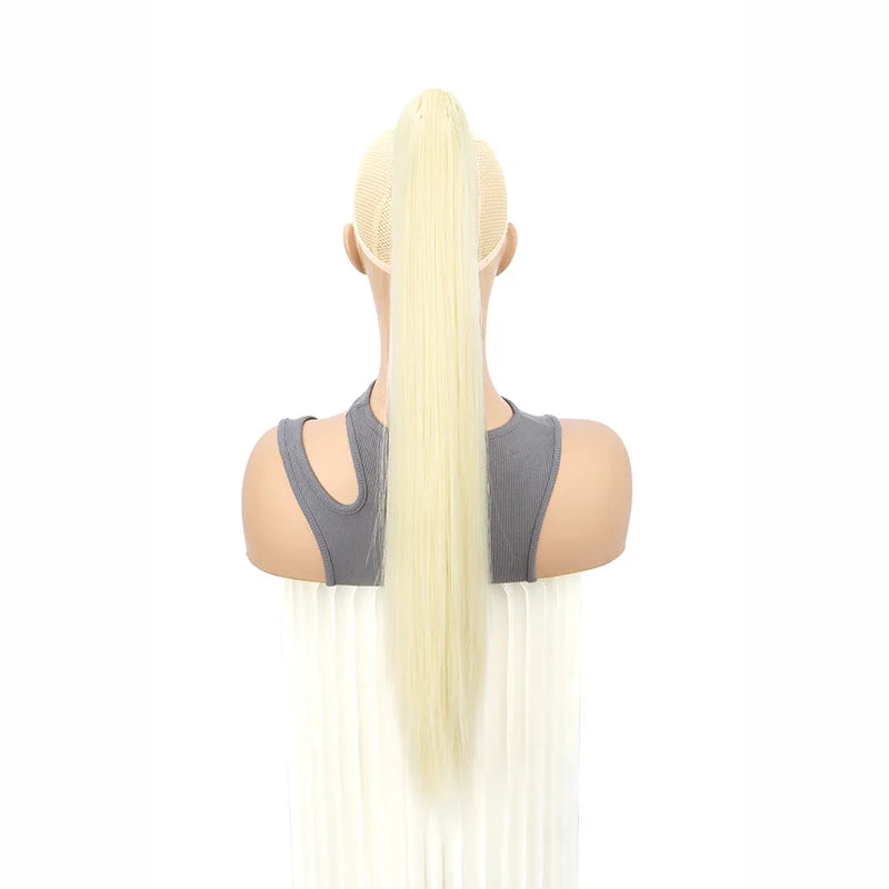 Women's Clip In Ponytail Extension 24 Inch Synthetic Heat Resistant Blonde Black 6