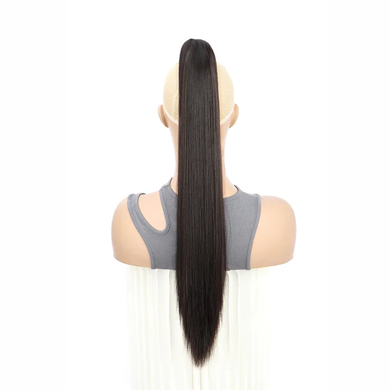 Women's Clip In Ponytail Extension 24 Inch Synthetic Heat Resistant Blonde Black 7