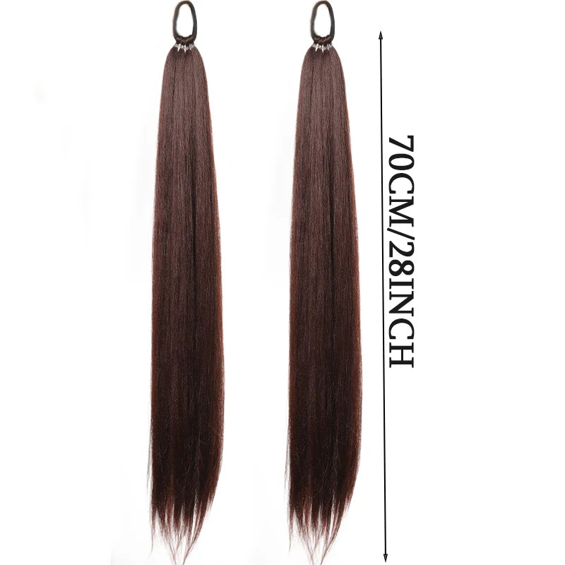 Women's Clip In Ponytail Extension 28 Inch Black Brown Synthetic 3