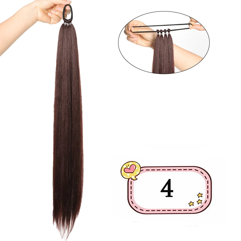 Women's Clip In Ponytail Extension 28 Inch Black Brown Synthetic 8