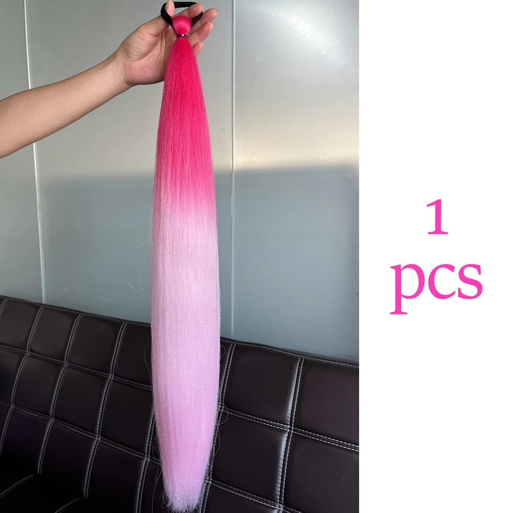 Women's Clip In Ponytail Extension Multi-Color Synthetic Long Hairpiece 12