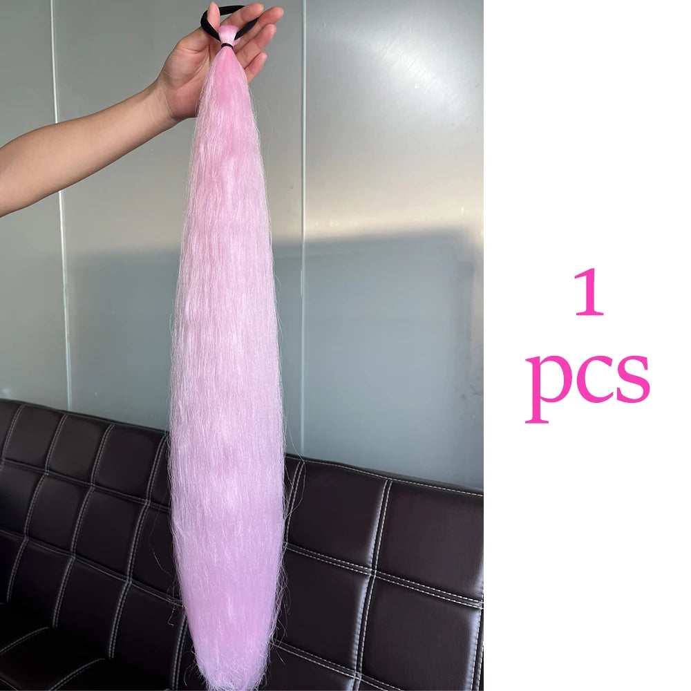 Women's Clip In Ponytail Extension Multi-Color Synthetic Long Hairpiece 14