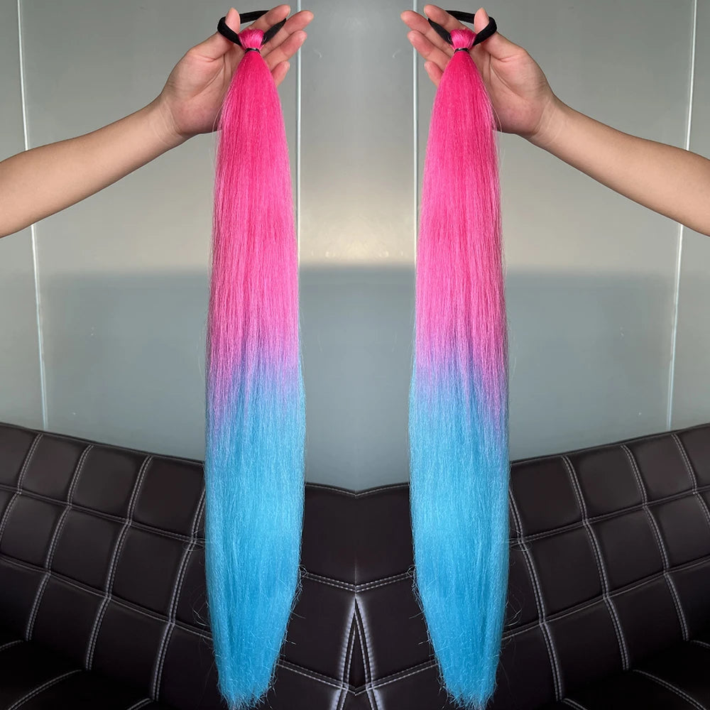 Women's Clip In Ponytail Extension Multi-Color Synthetic Long Hairpiece 16