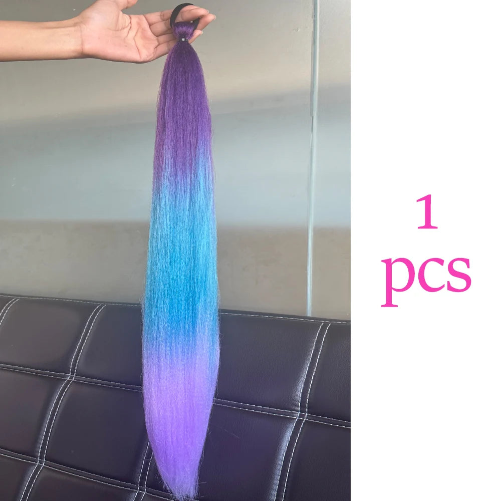 Women's Clip In Ponytail Extension Multi-Color Synthetic Long Hairpiece 21