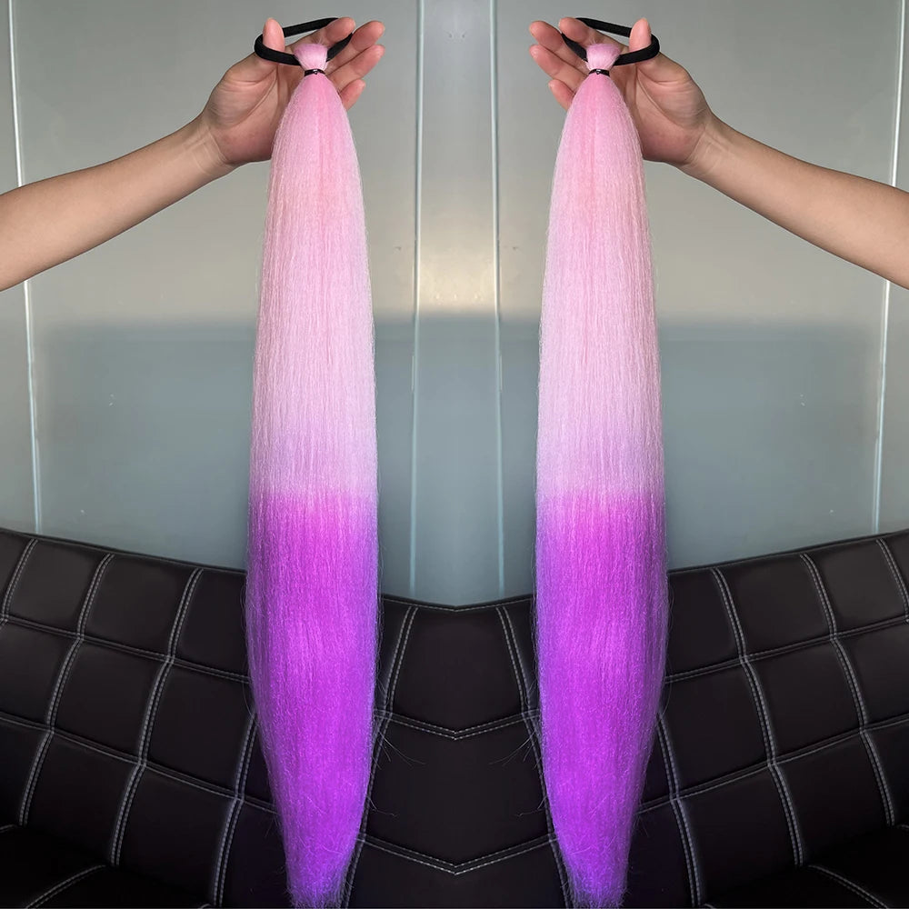 Women's Clip In Ponytail Extension Multi-Color Synthetic Long Hairpiece 22