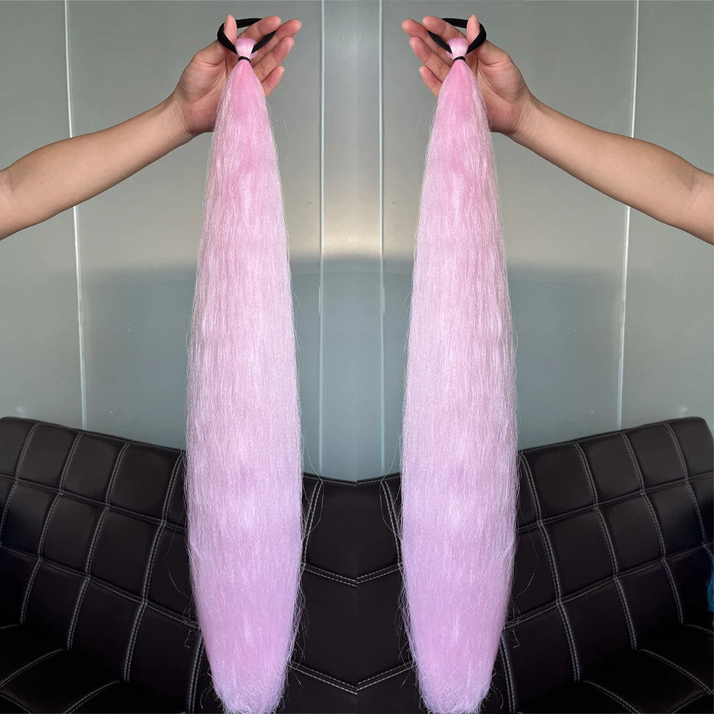 Women's Clip In Ponytail Extension Multi-Color Synthetic Long Hairpiece 27