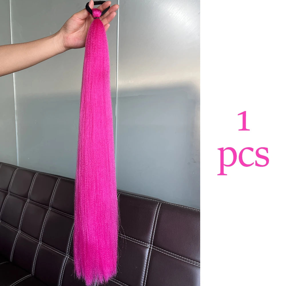 Women's Clip In Ponytail Extension Multi-Color Synthetic Long Hairpiece 31