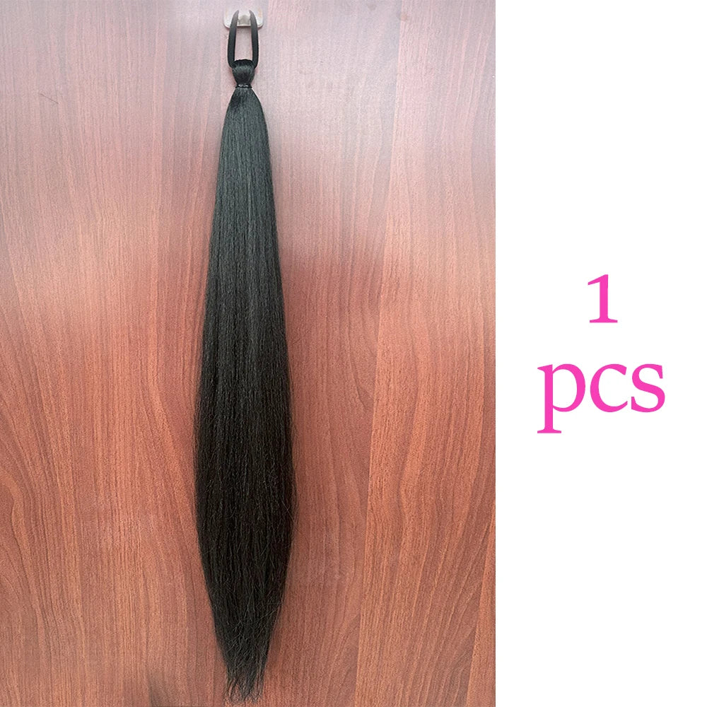 Women's Clip In Ponytail Extension Multi-Color Synthetic Long Hairpiece 32
