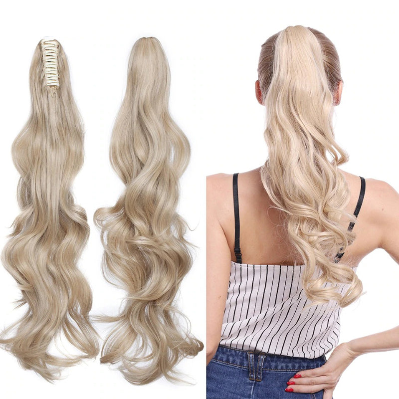 Women's Clip In Ponytail Extension Straight Wavy High-Temperature Fiber 0