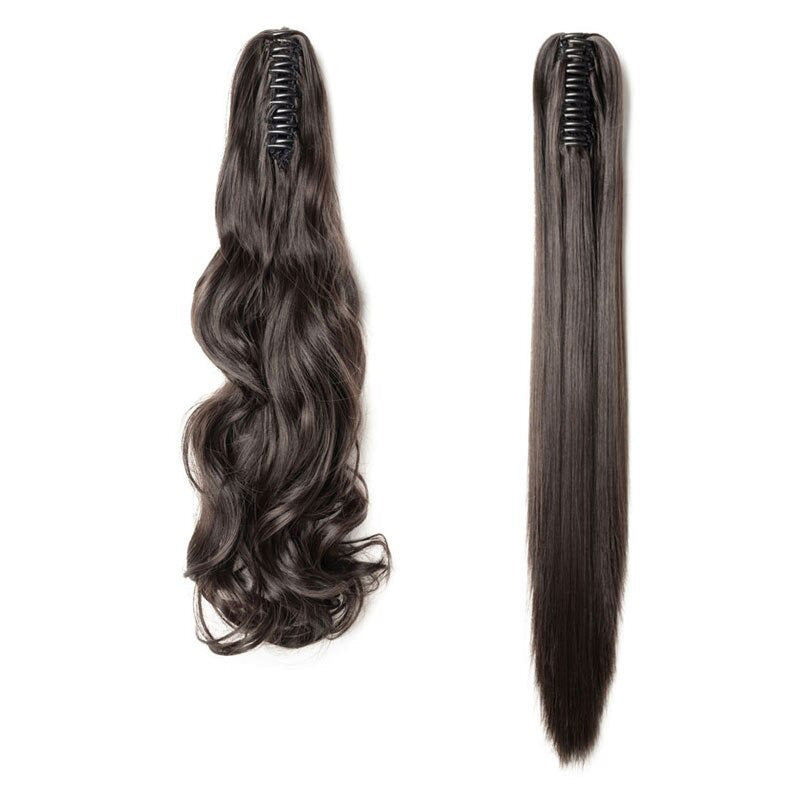 Women's Clip In Ponytail Extension Straight Wavy High-Temperature Fiber 11