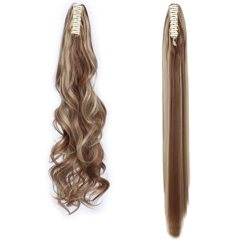 Women's Clip In Ponytail Extension Straight Wavy High-Temperature Fiber 14