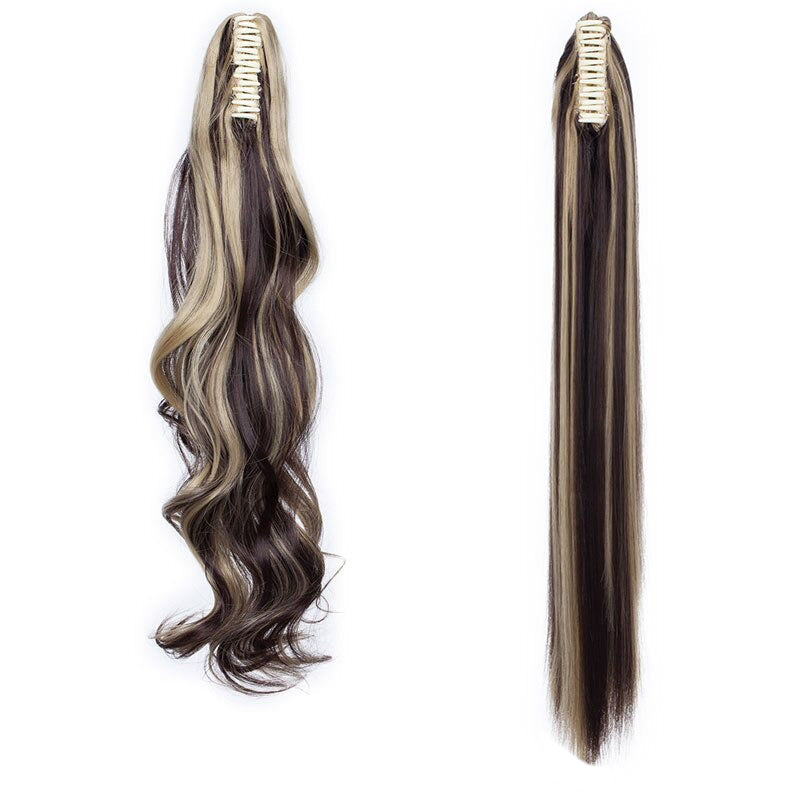 Women's Clip In Ponytail Extension Straight Wavy High-Temperature Fiber 17