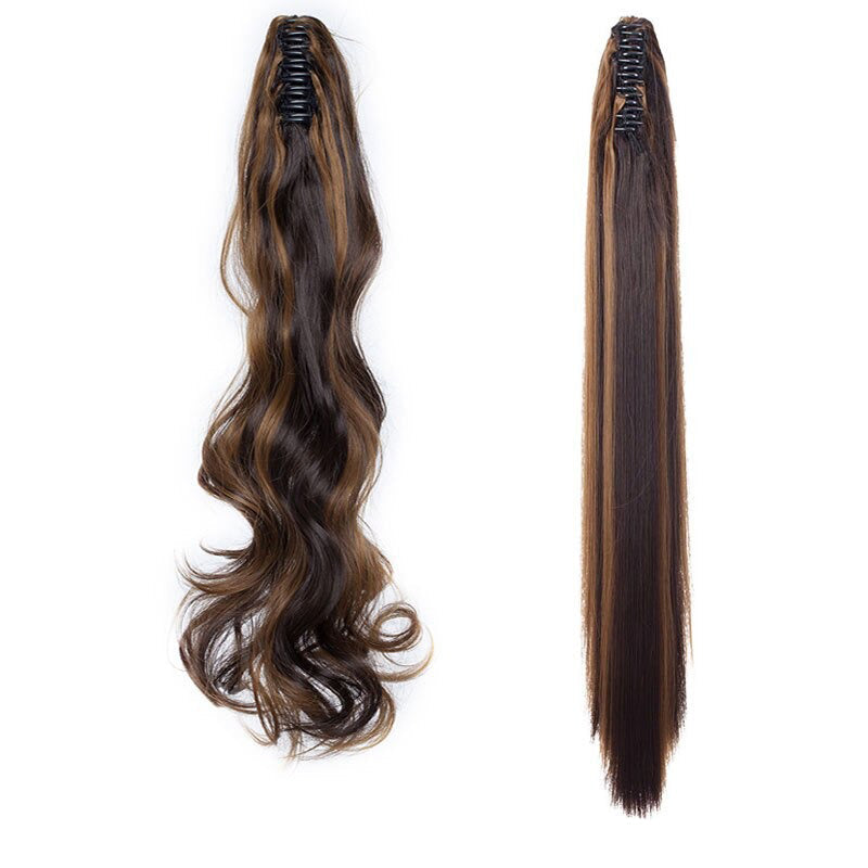 Women's Clip In Ponytail Extension Straight Wavy High-Temperature Fiber 18
