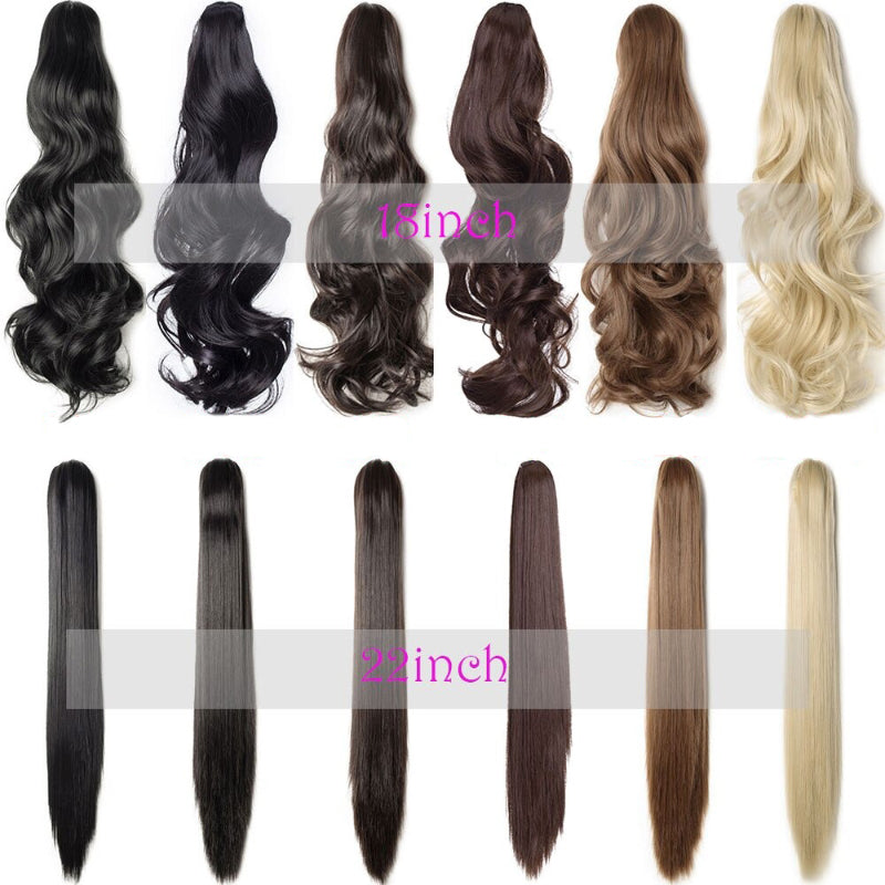 Women's Clip In Ponytail Extension Straight Wavy High-Temperature Fiber 4